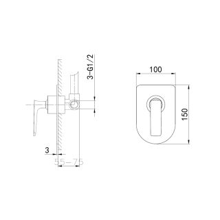 Встраиваемый смеситель для душа Wonzon & Woghand Shark WW-484700-CR хром